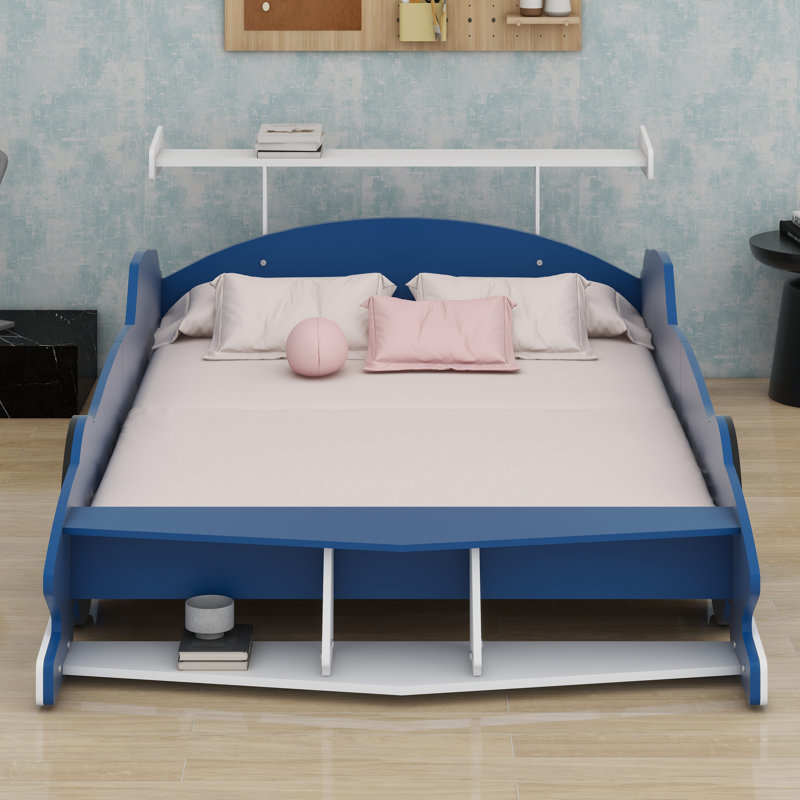 Lit plateforme avec roulettes Race, Bleu