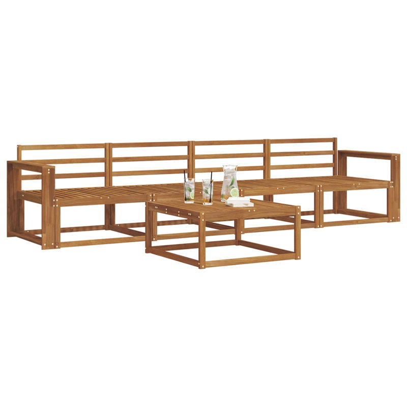  Outdoor Sofa Set 5 Pcs Natural Solid Acacia Wood