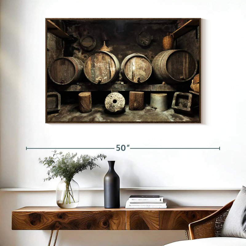 Vieille cave à vin, Cadre flottant en noyer, 40 po x 27 po
