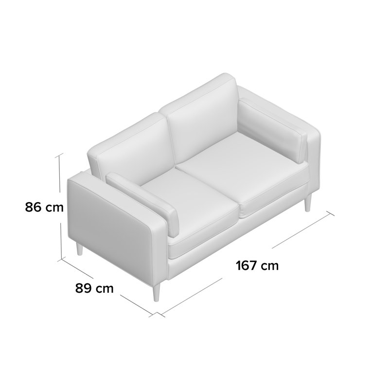 Gagarin 2 Seater Velvet Loveseat, Grey