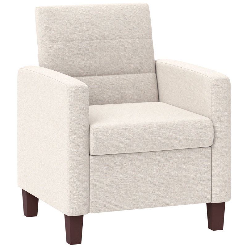 Fauteuil moderne en tissu avec coussins antidérapants, 100 % polyester blanc