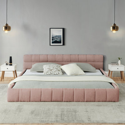 Lit plateforme en tissu d'ameublement Chenille