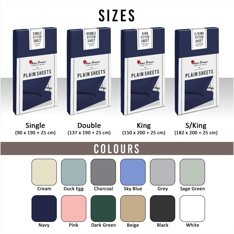 Super Dreamer Microfibre Fitted Sheet, Super King (6'), Navy
