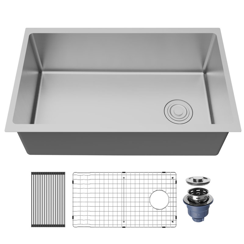 Évier de cuisine à simple cuve en acier inoxydable 30 po x 18 1/4 po Karran Fusion