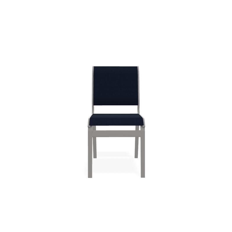 Chaise d'appoint de salle à manger Hiraku, Bleu marine 13D Sunbrella®, Gris chaleureux texturé