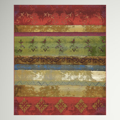 Tapis d'intérieur / extérieur rouge / beige à motif floral Merrimac
