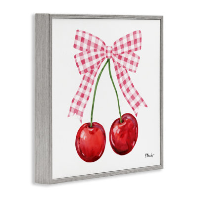 Giclée encadrée «Lucky Cherries & Pink Bow», design par Paul Brent