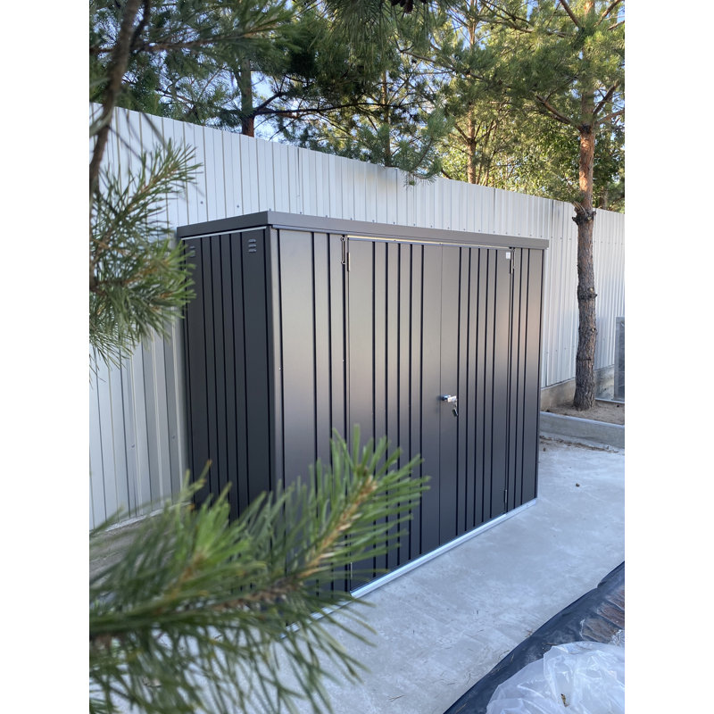 Biohort Equipment Locker 230 7.5' x 2.7' x 6' Water Resistant Metal Tool Shed with Lock and Floor Kit, Dark Gray