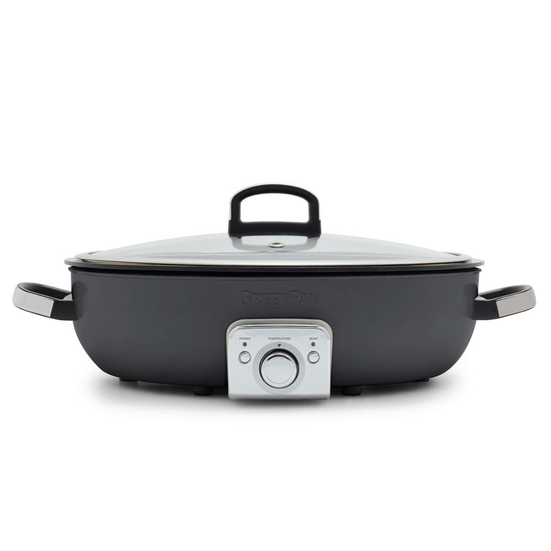 Greenpan Elite 5.5qt Oval Electric Skillet, Gray