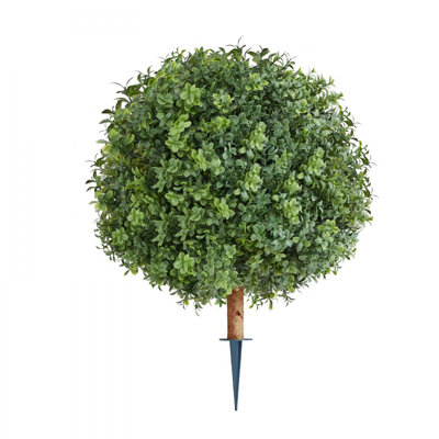 Buis artificiel topiaire artificiel avec piquet de sol, plantes artificielles en pot de 22 pouces arbustes et buissons, faux arbre en soie véritable décor pour porche extérieur