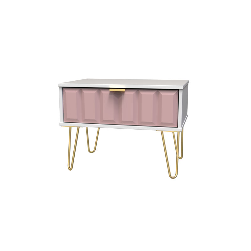 Allem 58cm W Manufactured Wood Bedside Table, Kobe Pink/White