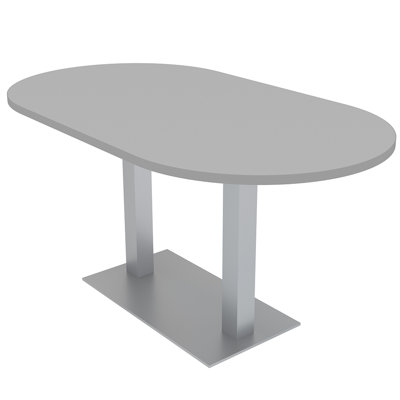 Racetrack Shaped Conference Table with Double Metal Post Base by Inbox Zero