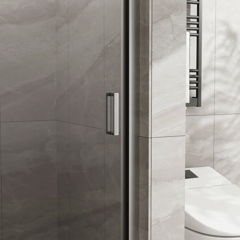 Porte de douche pivotante 34 po x 72 po, porte de douche en verre trempé épais de 1/4 po, conception semi-sans cadre