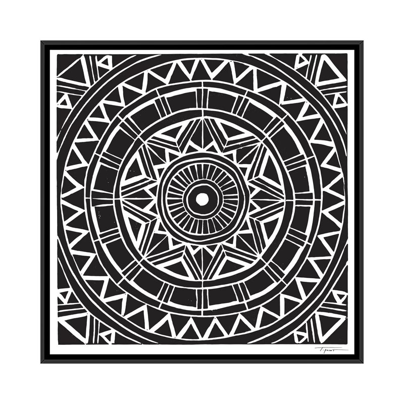 Radial Tribal Design - impression d'art graphique, H 37 po x l 37 po x P 1,5 po, Pas de tapis, Toile avec cadre noir