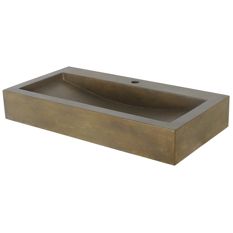 Gentry 35.5'' Green Stone Rectangular Vessel Sink