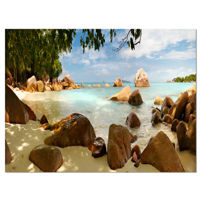 «Tropical Rocky Beach Panorama», reproduction de photo sur toile tendue