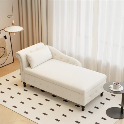Maci 74"L Oversized Upholstered Velvet Storage Deep Seat Chaise Lounge with Hidden Storage