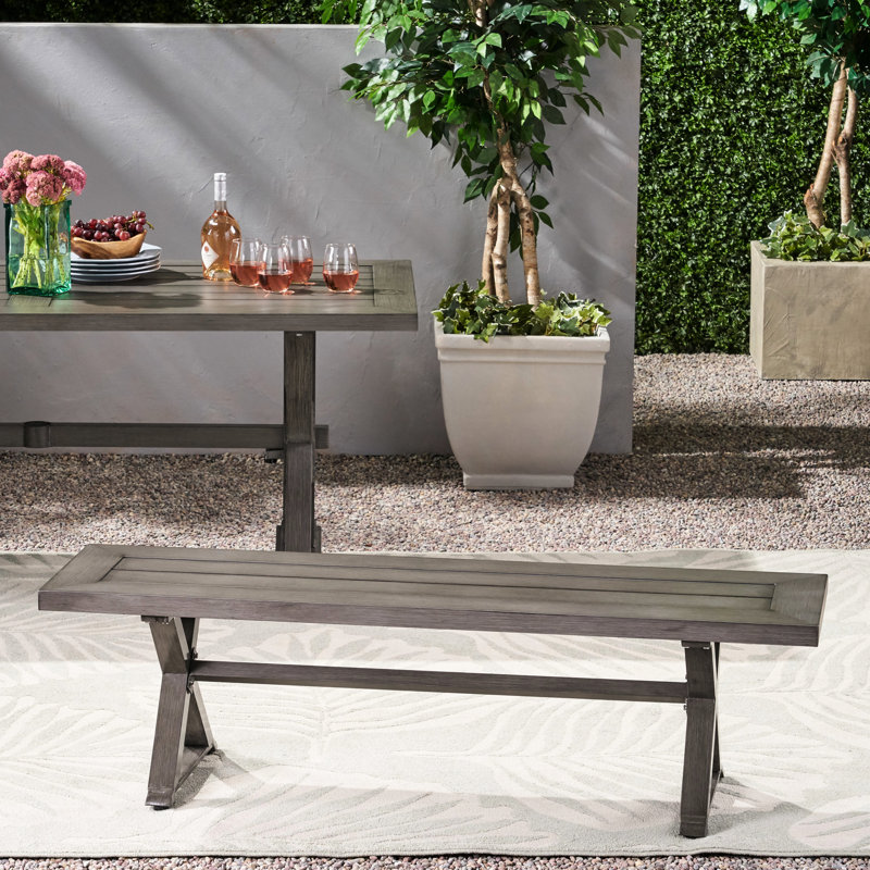 Banc d'extérieur élégant en aluminium gris foncé - salle à manger confortable de conception moderne et stable