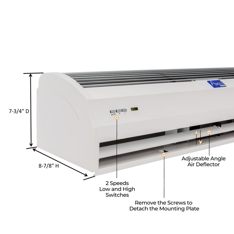 Awoco 40" White Slimline Portable Air Curtain Fan with Remote Control