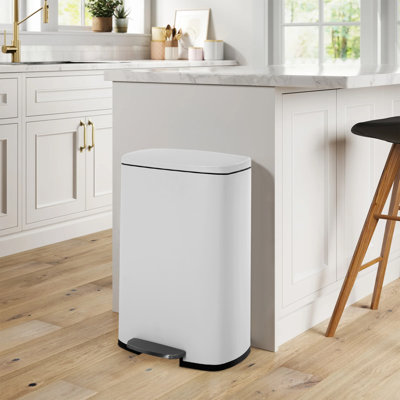 Poubelle de cuisine en acier inoxydable de 13 gallons (50L) avec seau intérieur amovible et couvercles à charnières, poubelle à pédale pour bureau à domicile