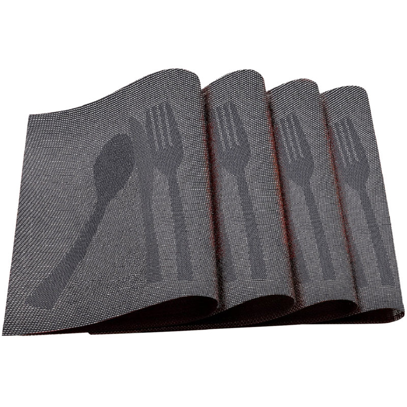 Ensemble de napperons 4 pièces Allandra, Gris foncé