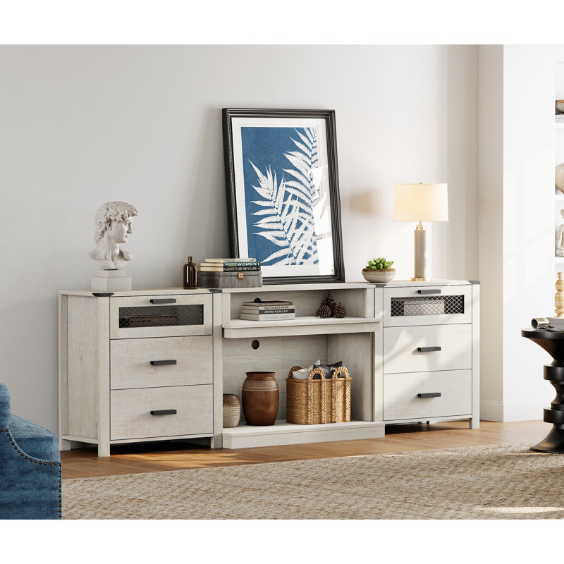 Gracie Oaks 6 Drawer TV Stand Set For 100 Inch TV, White