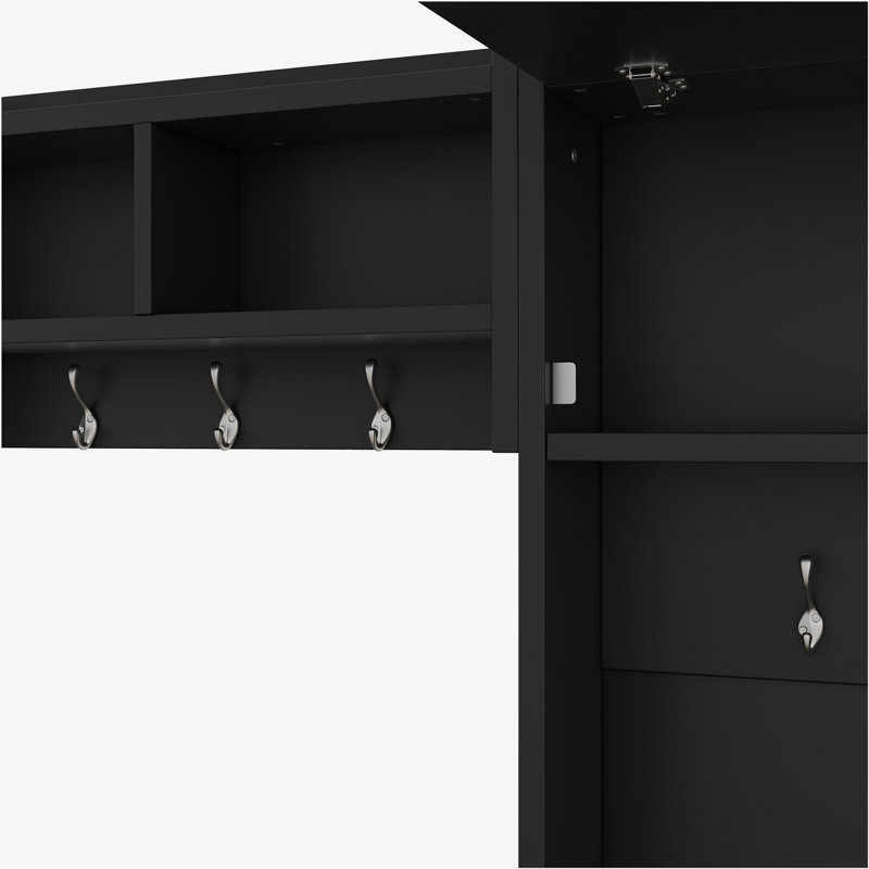 4-in-1 Detachable Hall Tree with Storage and 7 Hooks, Multiple Functions Hallway Coat Rack with Storage Drawers and Cabinet, Shoe Bench for Entryway Hallway