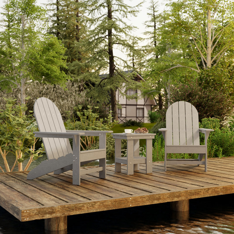 Ensemble Adirondack traditionnel 3 pièces avec table d'appoint Freedom, Gris clair