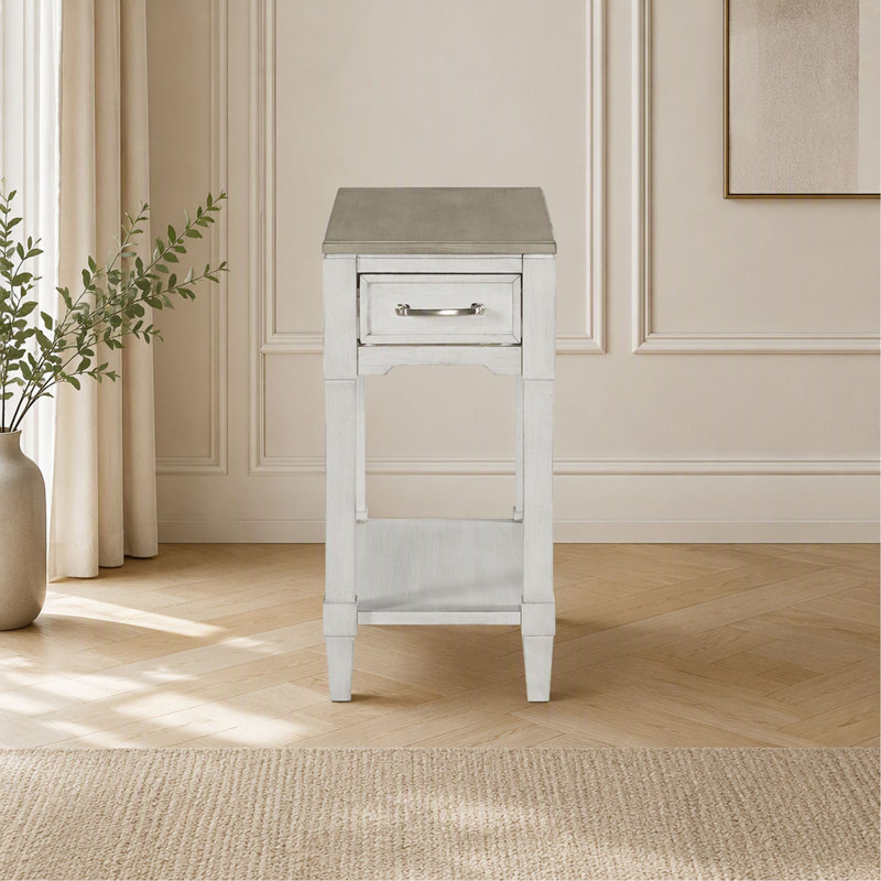 Table d'appoint avec tiroir et tablette ouverte – fini délavé, 24" H x 11.75" W x 22" D