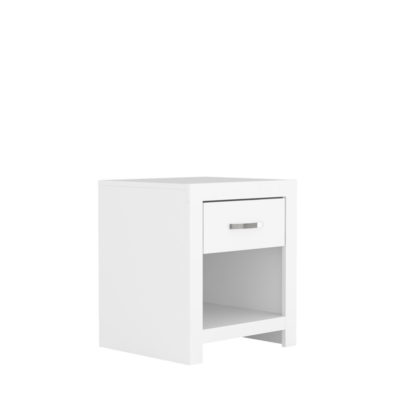 Aimaan 20.3" 1 Drawer Nightstand, Matt White