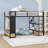 Metal Loft Bed With 2 Drawers, Shelves And Pegboards-1722711334