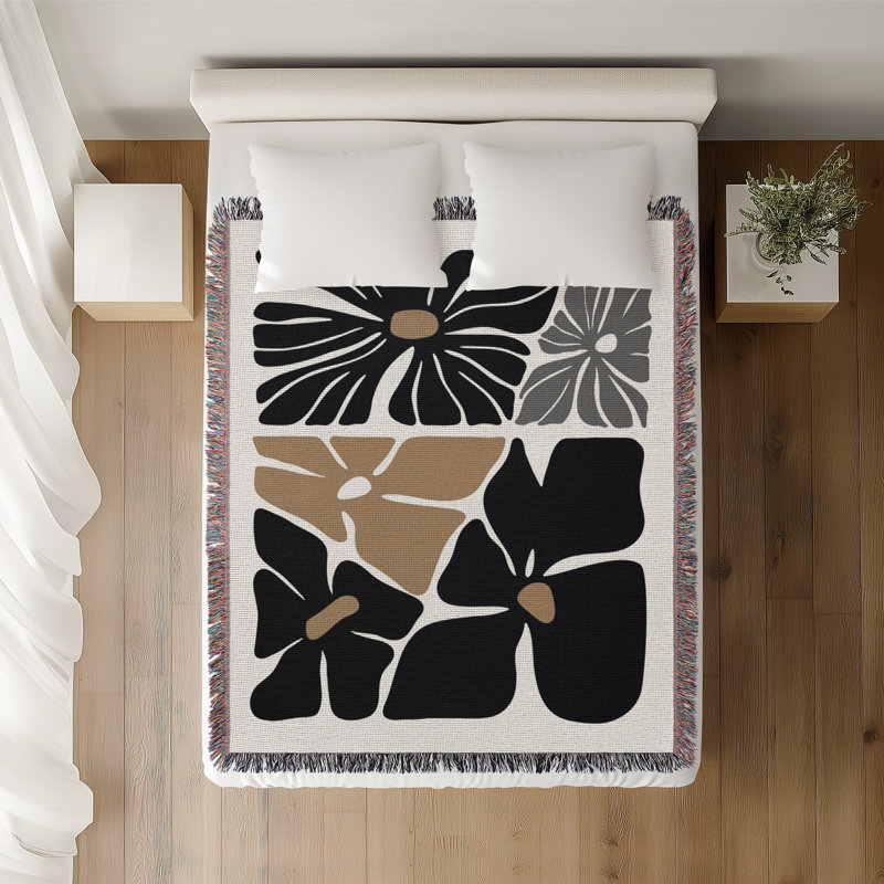 Jeté en coton Roni, 50 x 70, Noir