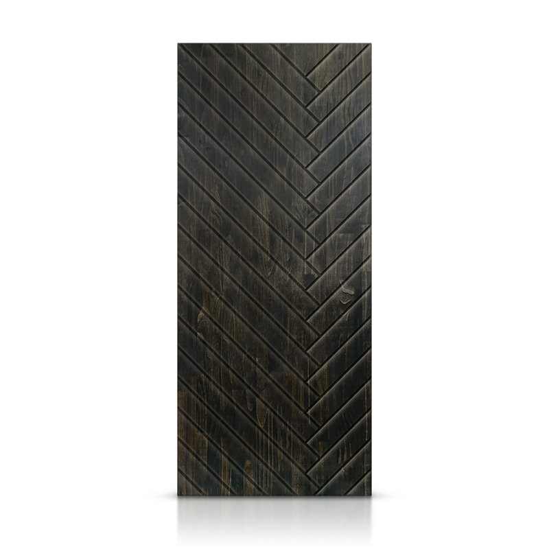 Porte à panneaux en bois massif et métal, Noir anthracite, H 84 po x l 36 po