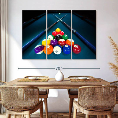 «Billiard Cue Stick Triangle», 3 pièces sur toile