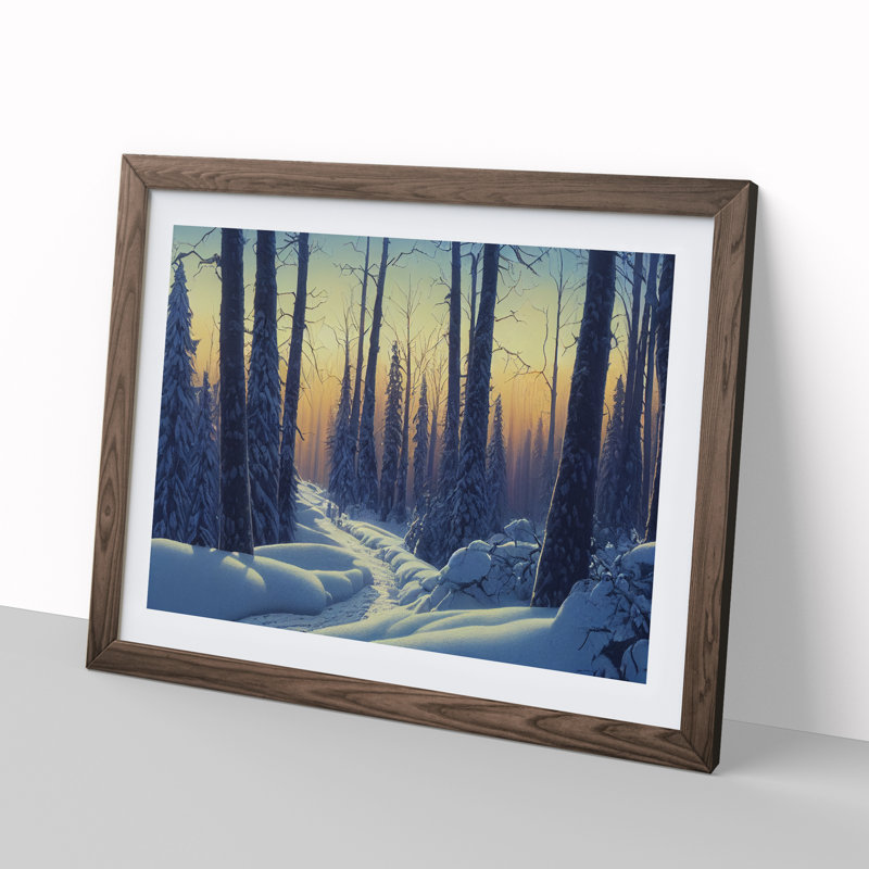 Gracious Winter Forest - Single Picture Frame Print, 25cm H x 34cm W x 2cm D, Walnut Framed