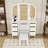 Makeup Vanity Desk with Triple Mirror, 6 Storage Drawers and Stool