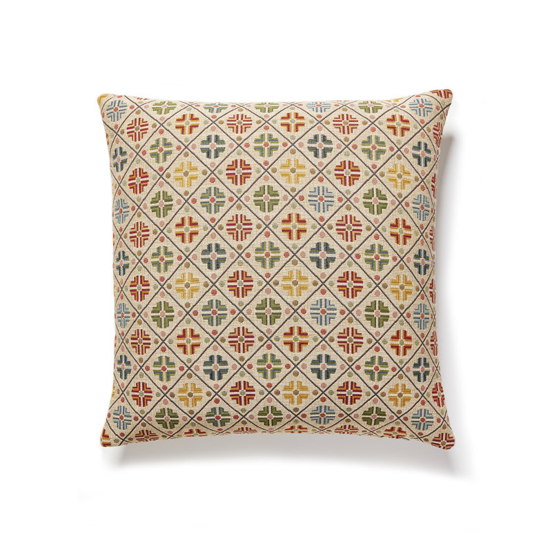 Kirov Square Pillow Cover & Insert, Multi/Cream