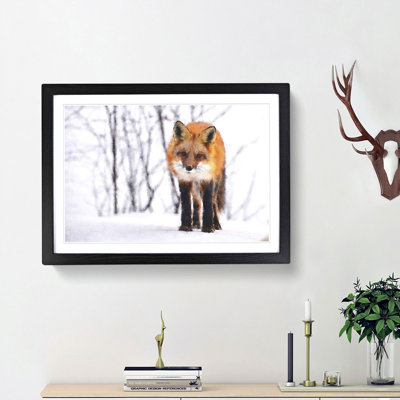 Red Fox in a Winter Forest - Picture Frame Painting Print
