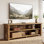 Meuble télé 55,12 po pour téléviseur de 55/60/65 po, console multimédia avec rangement Farmhouse, meuble télé à 2 niveaux pour le salon, la chambre à coucher, brun rustique