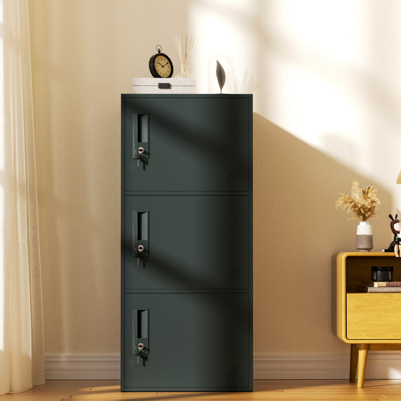 Armoire de rangement verticale empilable à 3 portes avec serrure, dispositif anti-défaut, Lcoker en métal, organisateur pour le bureau, la maison, le gymnase, l'école, les employés, les enfants. 