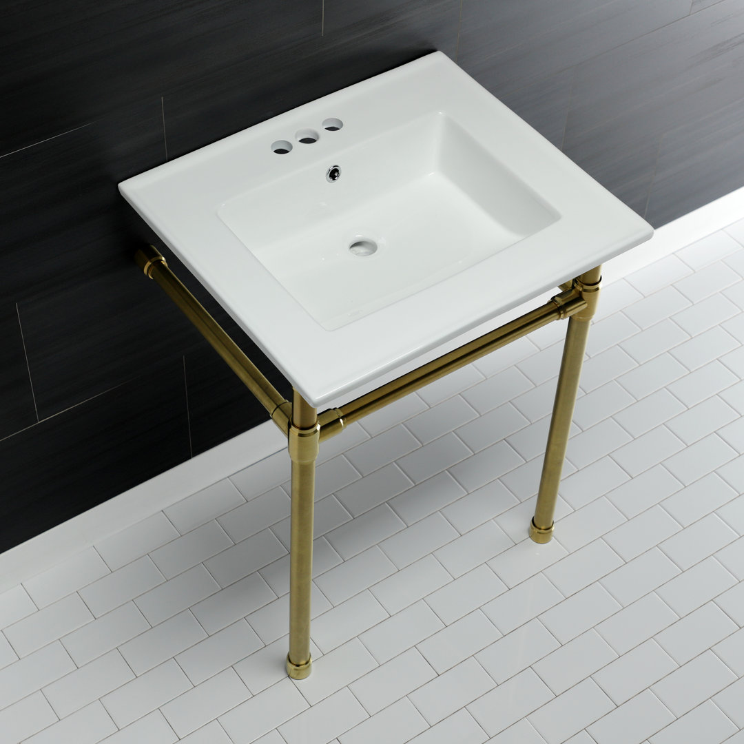 Kingston Brass Dreyfuss 25-Inch Ceramic Console Sink with Stainless Steel Legs Kingston Brass Sink 