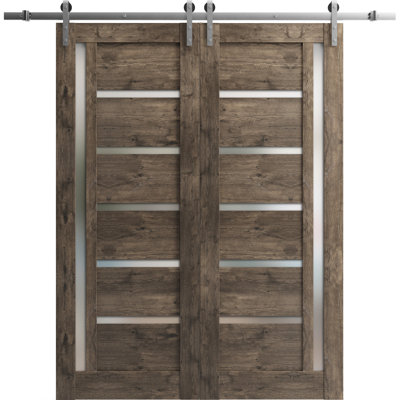 Panelled Wood Quadro Barn Door without Installation Hardware Kit