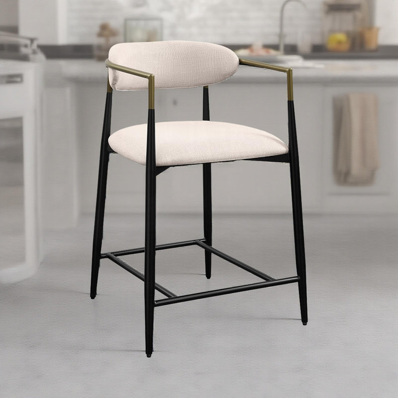 Counter Height Chair Counter Stool with Armrest, Beige, 1