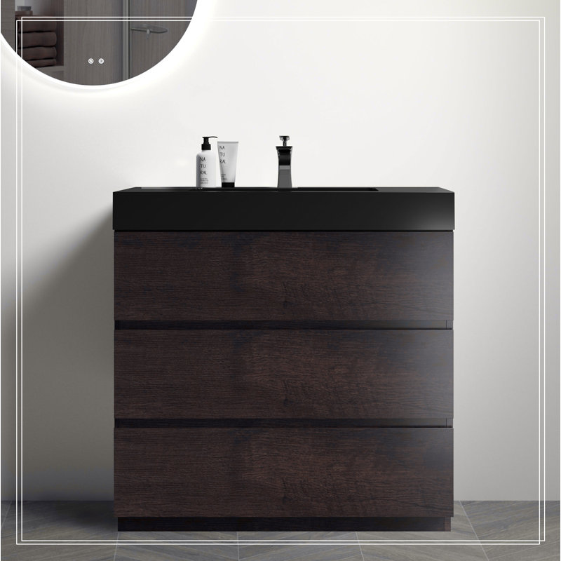 Meuble-lavabo autoportant avec grand lavabo et rangement