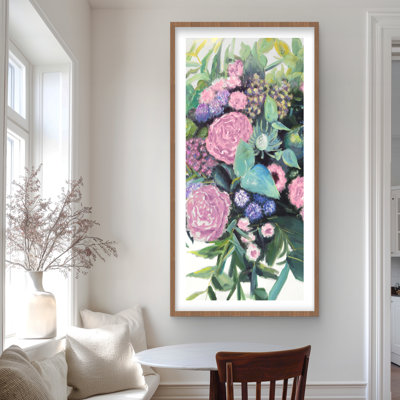 Melody of Fuchsia Flowers - Rose, reproduction d'art contemporain encadrée
