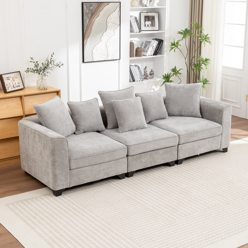 Bennett Upholstered Modular Sectional Sofa, Gray
