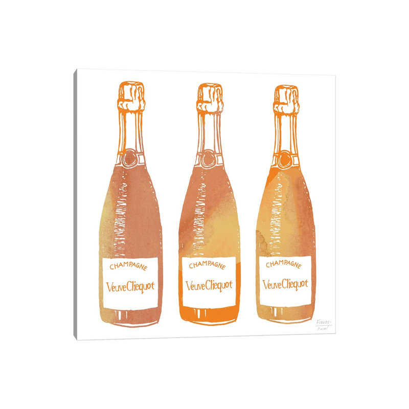 Veuve Cliequot Champagne - Print on Canvas, 45.72cm H x 45.72cm W x 1.91cm D, Wrapped Canvas