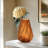 Solara Swirl 9" Ribbed Clear Amber Glass Vase-977890663