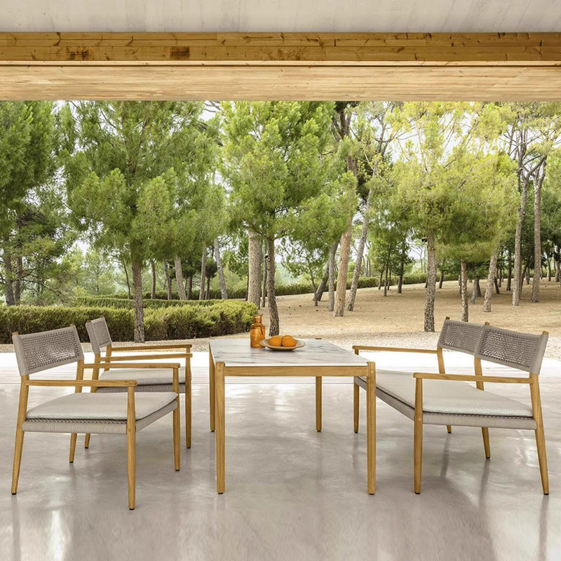 Ensemble de salle à manger d'extérieur moderne simple en teck de 62,99 po