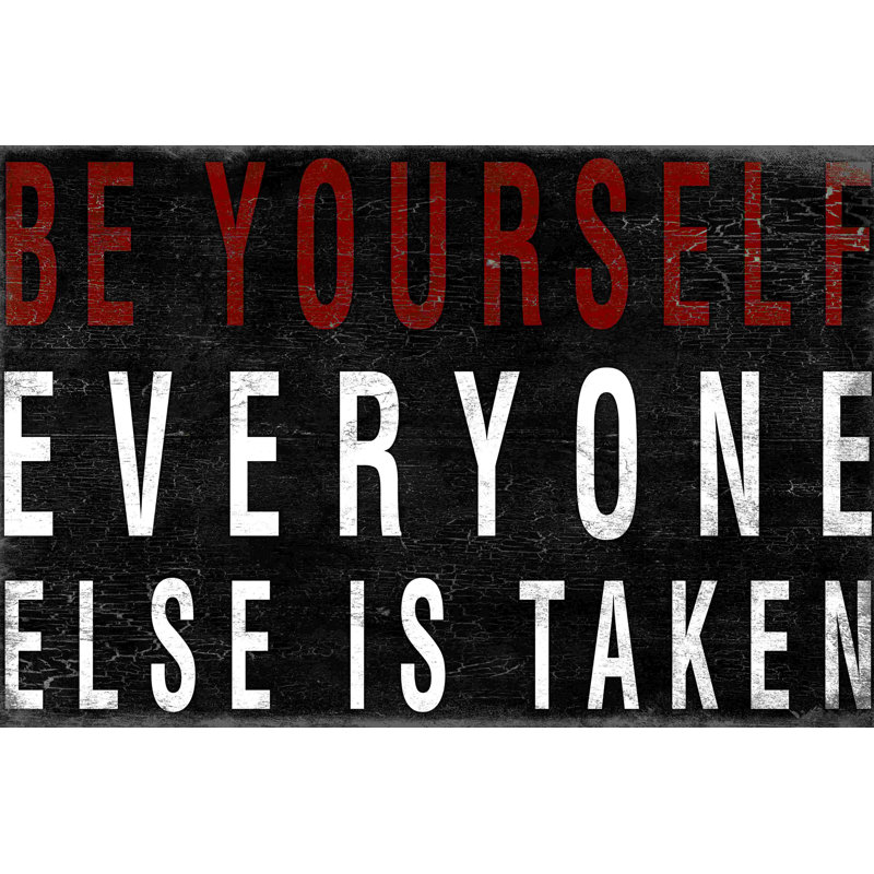 «Be Yourself Spice Red», art textuel sur toile tendue, H 8 po x l 12 po